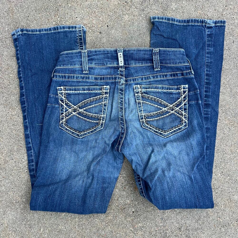 Ariat 30R REAL Mid Rise Stretch Entwined Boot Cut Blue Jeans in Marine 10017510